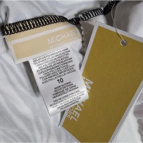 Michael Kors Black and White Zebra Print High Cut One Piece Swimsuit Size 10 new - Picture 9 of 11